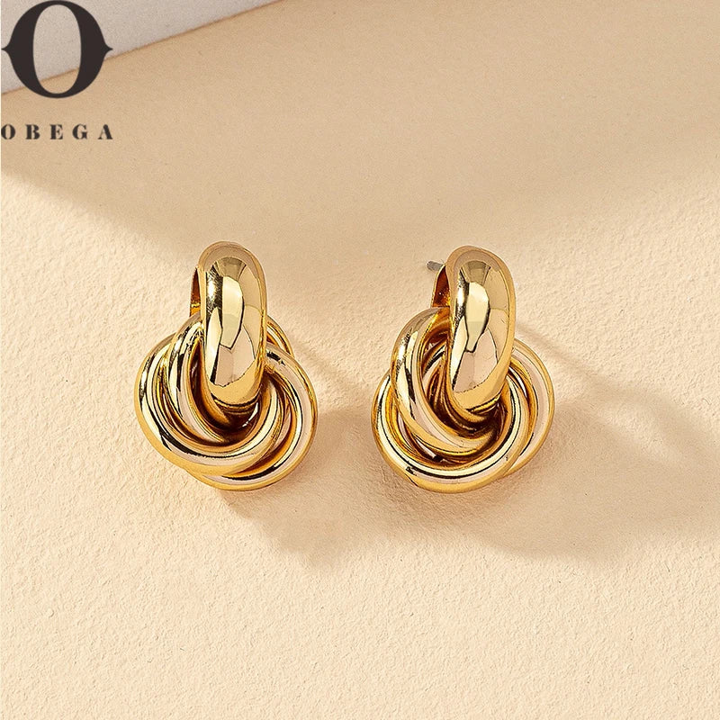 Obega Gold SIlver Color Knot Hoop Earring For Women