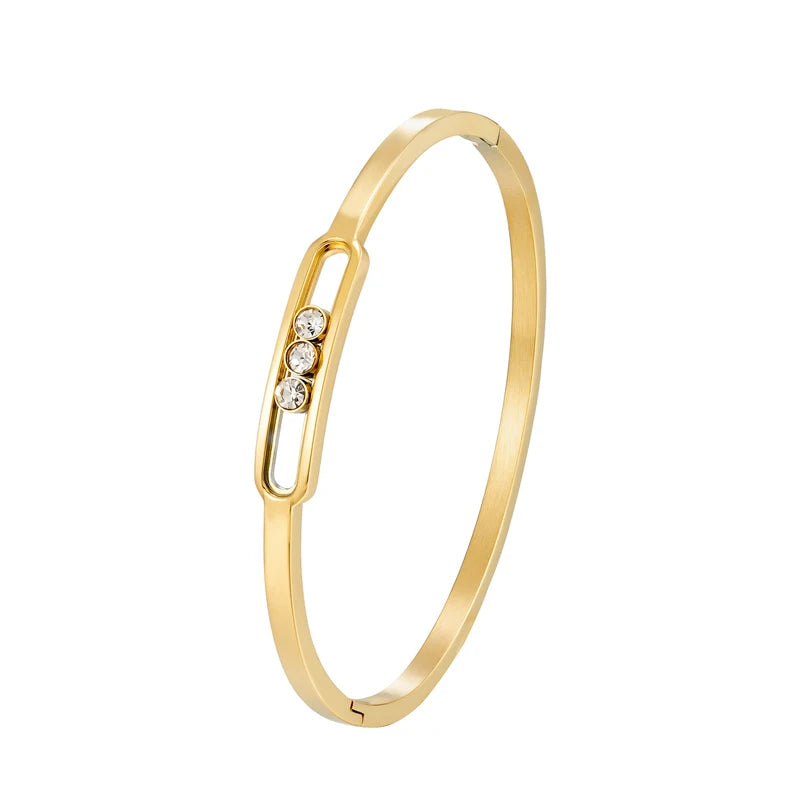 Classic Slideable 3 Zircon Bangle For Women