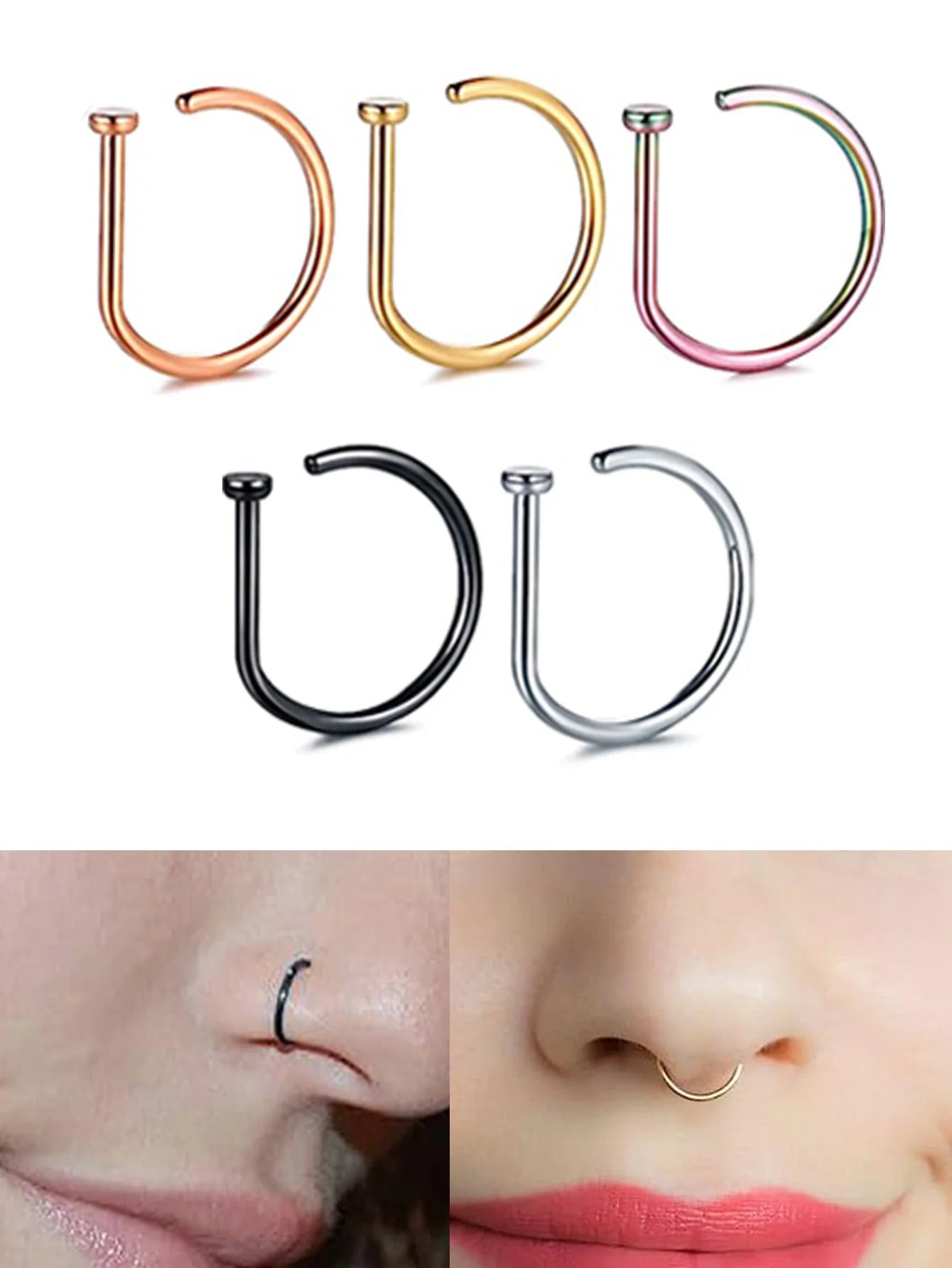 New Curved Barbells Nose Piercing D Shaped