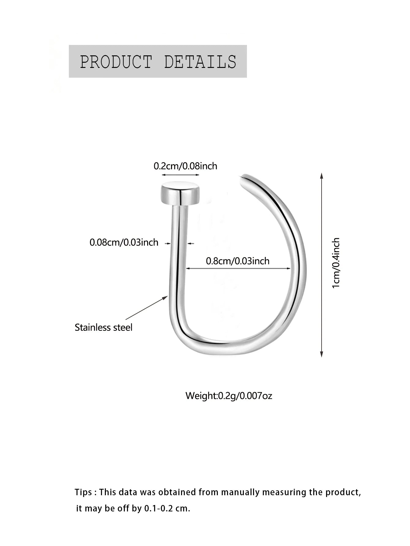 New Curved Barbells Nose Piercing D Shaped