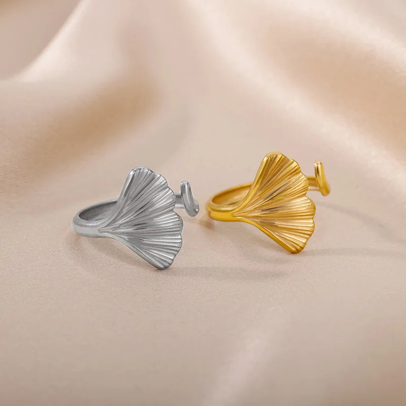 Vintage Ginkgo Leaf Rings For Women