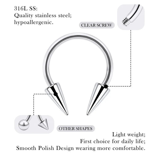 1Pcs Spike Septum Rings