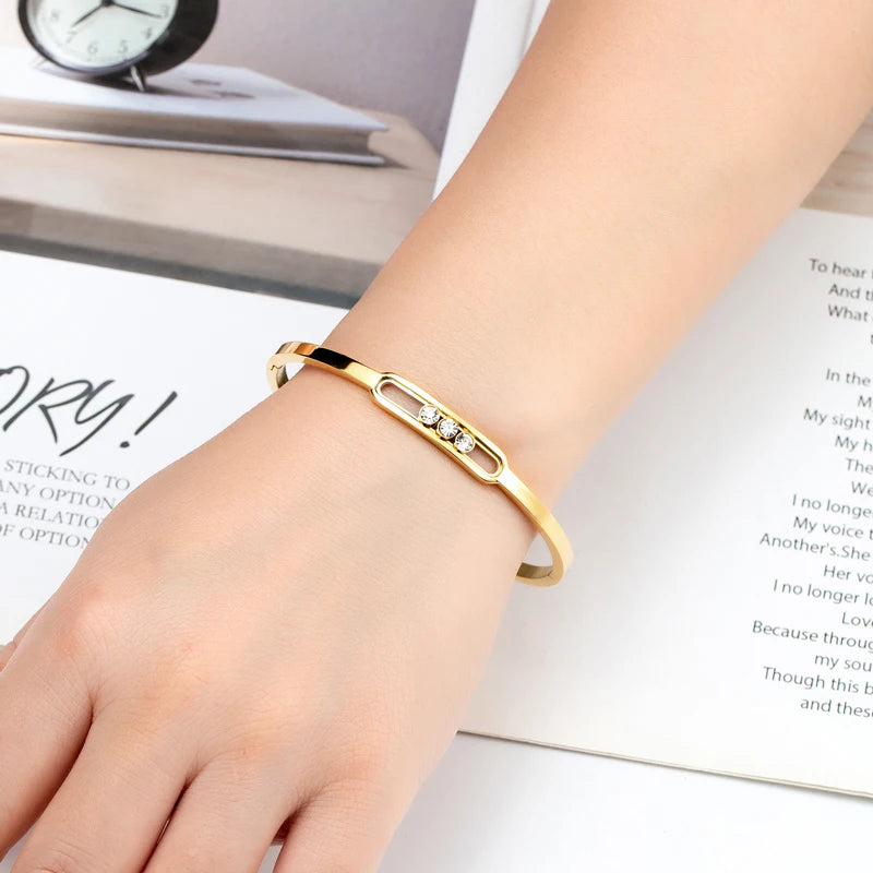 Classic Slideable 3 Zircon Bangle For Women