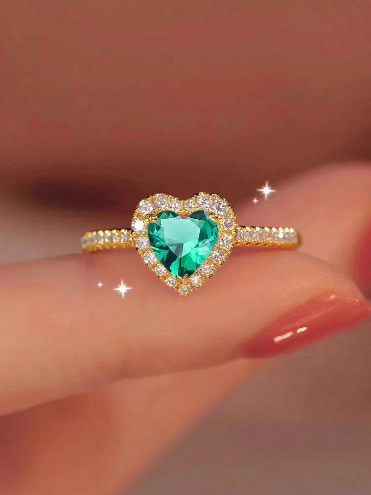 Gorgeous Zircon Shiny Love Heart Ring for Women